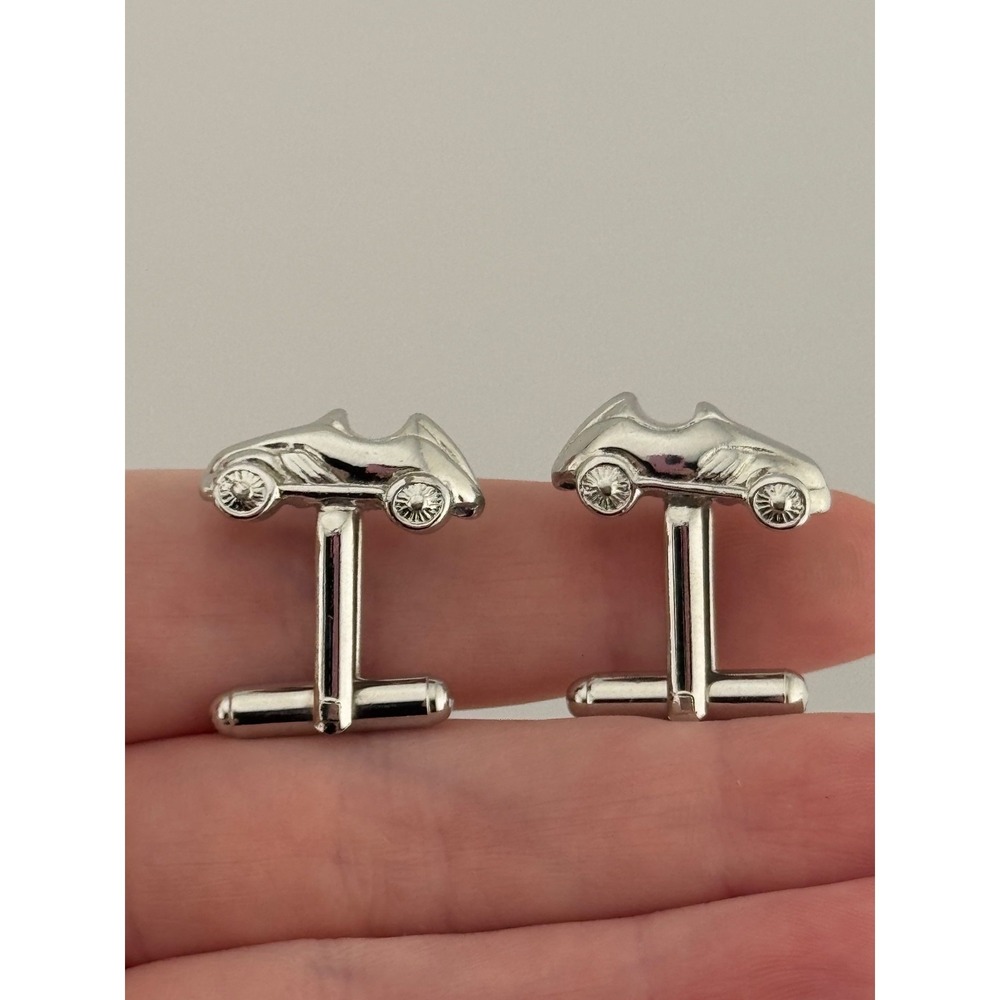 Vintage Hasbro Signed Silver Tone Monopoly Car Cufflinks‎